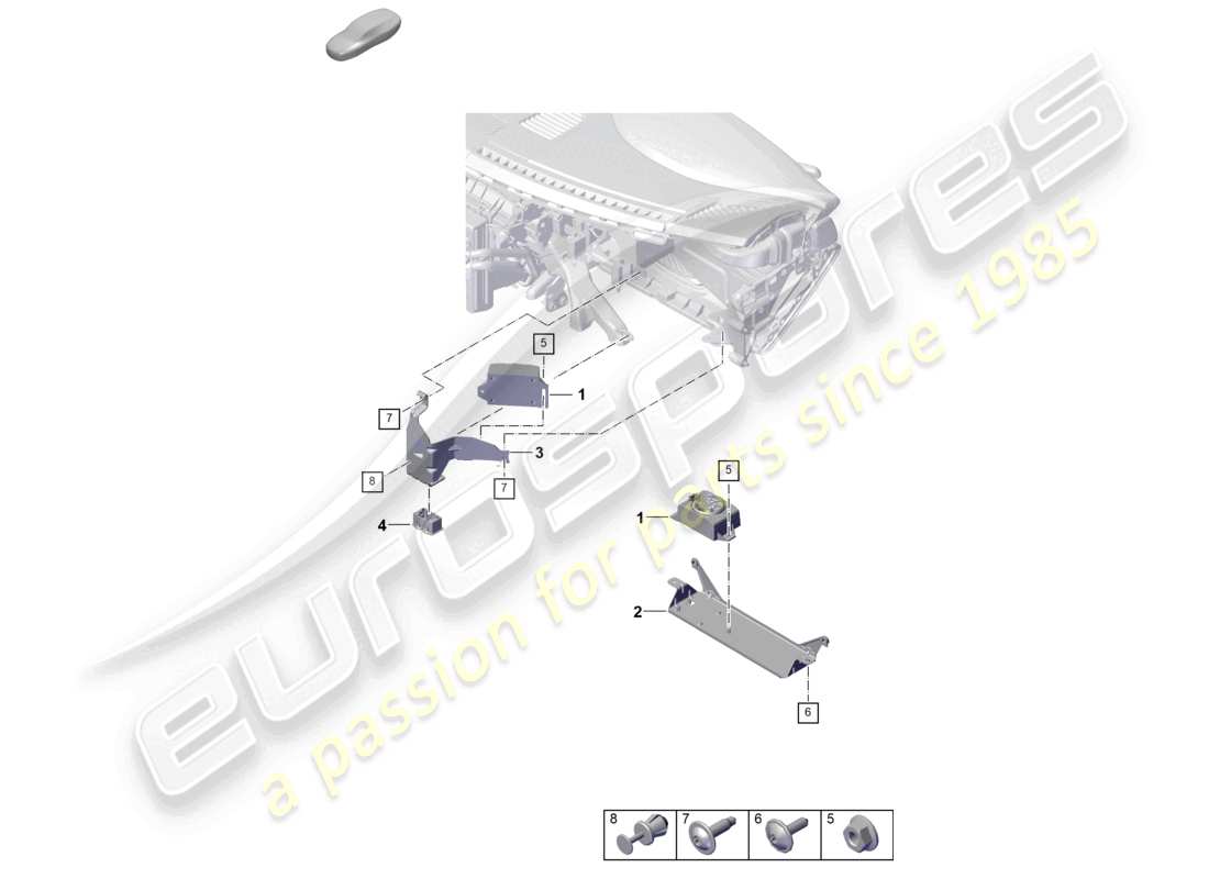 porsche 2025 (992-2 gt3) diagrama de piezas del altavoz de llamada de emergencia