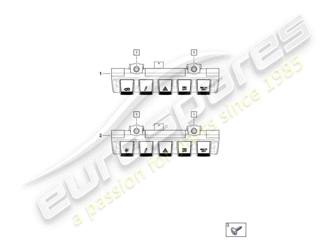 porsche 2025 (992-2 gt3) diagrama de piezas del tablero del módulo de interruptores