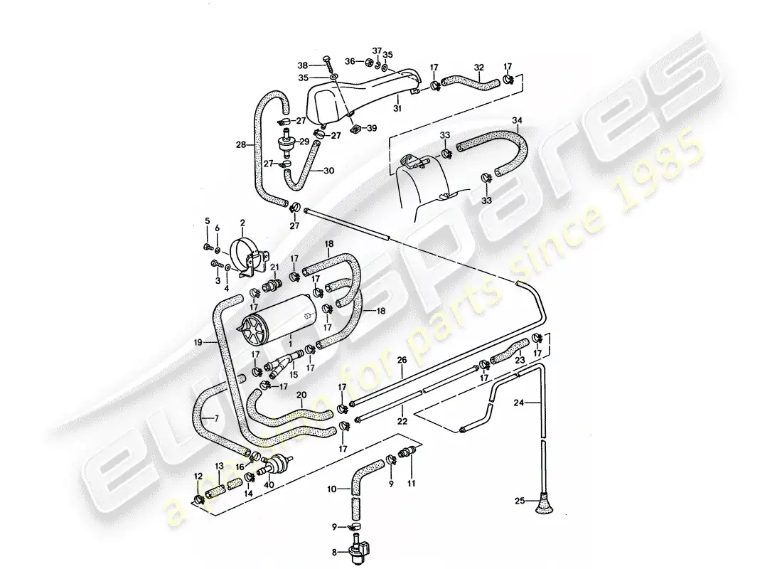 porsche 1992 (928) ventilación del tanque diagrama de piezas