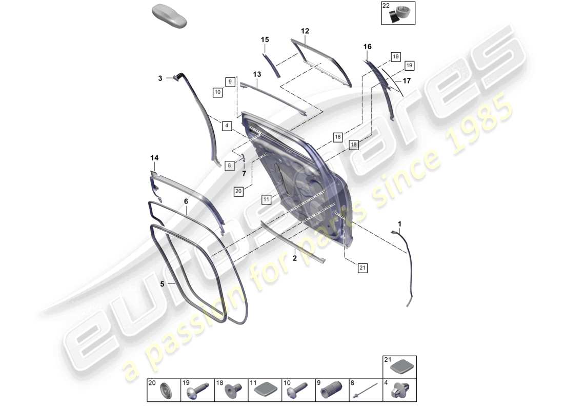 porsche 2025 (panamera 976) puertas traseras sello guía de ventana accesorios diagrama de piezas