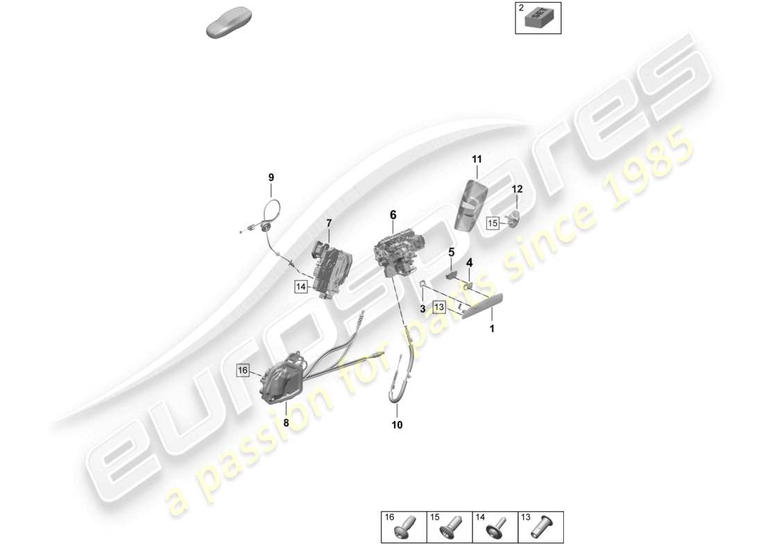 porsche 2026 (taycan 9j1-2) manija de la puerta, cerradura de puerta trasera exterior accesorios diagrama de piezas