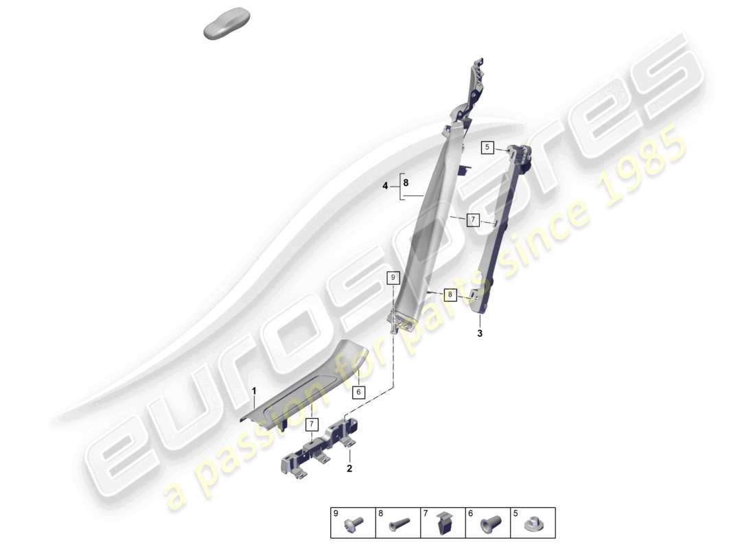 porsche 2024 (panamera 976) diagrama de piezas de la moldura de la banda de rodadura trasera