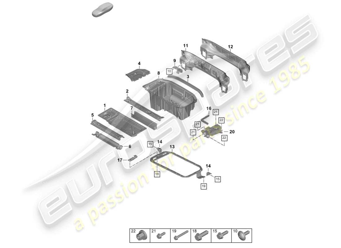 porsche 2024 (panamera 976) diagrama de piezas del panel transversal de la placa inferior del extremo trasero