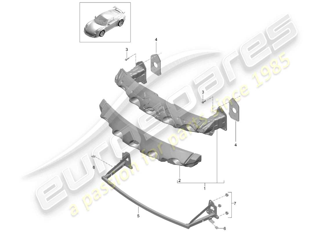 porsche 2021 (991-2 r/gt3/rs) porta parachoques delantero d - mj 2018>> diagrama de piezas