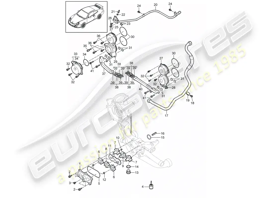 porsche 2011 (997-2 gt3) suministro de petróleo diagrama de piezas