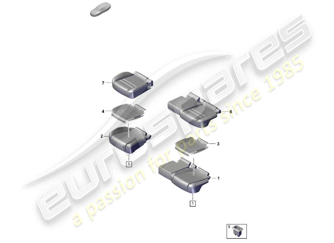 porsche 2025 (cayenne e3 pa) pieza de espuma cojín del asiento trasero funda del asiento diagrama de piezas