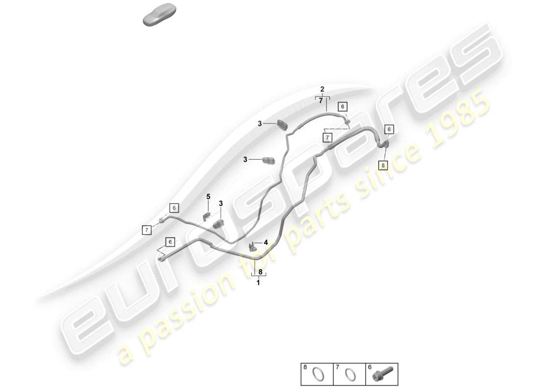 porsche 2022 (718 boxster spyder) diagrama de piezas de la línea de refrigerante trasera del aire acondicionado