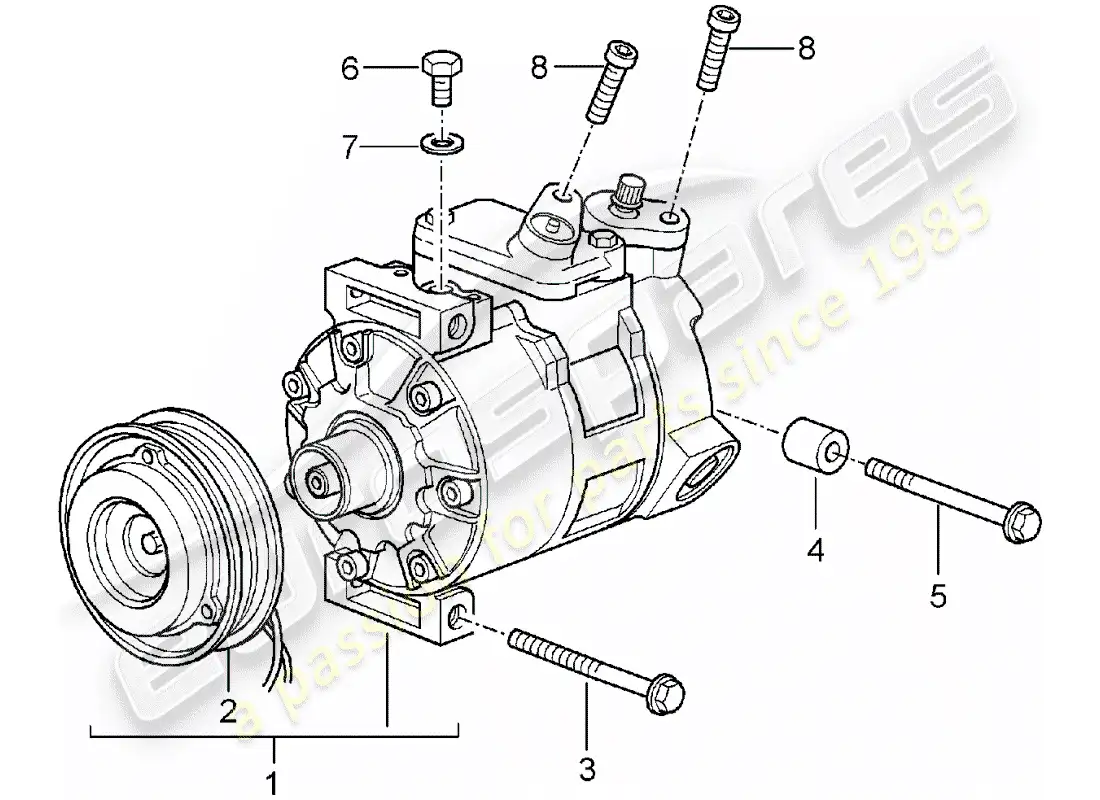 porsche 2000 (986 boxster) compresor diagrama de piezas