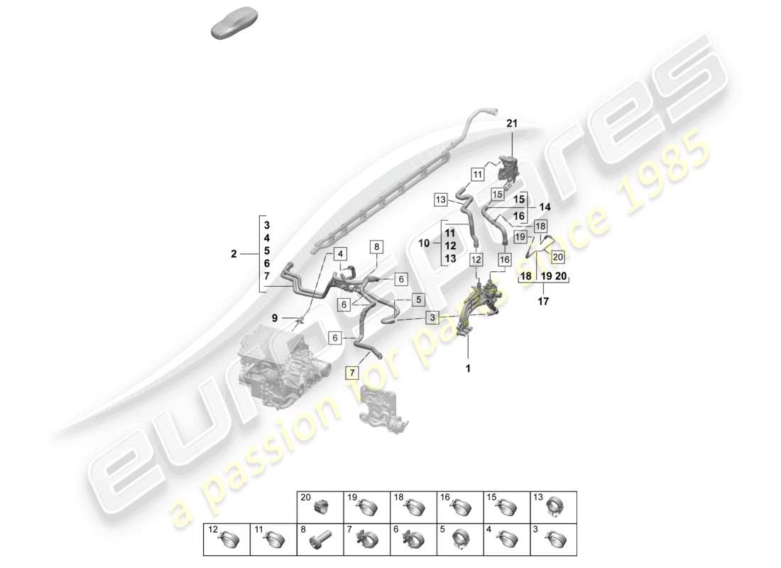 porsche 2024 (macan-e) diagrama de piezas del sistema de refrigeración del refrigerante