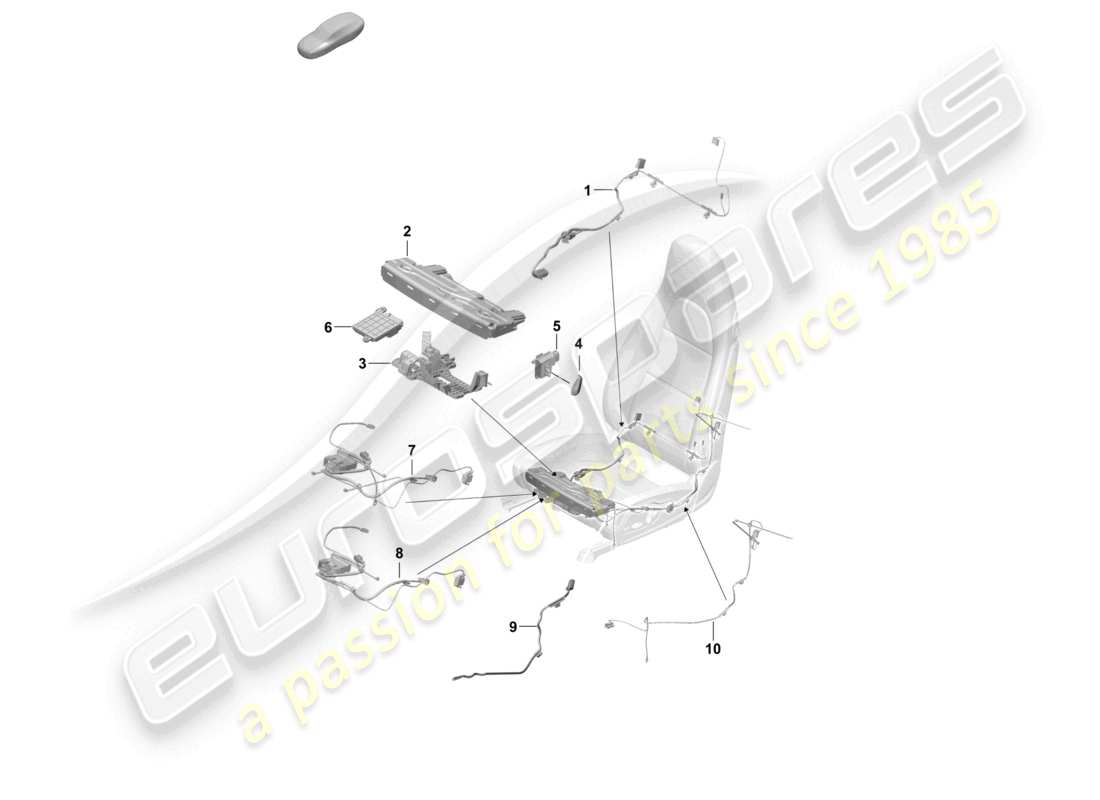 porsche 2021 (718 cayman gt4) diagrama de piezas del asiento deportivo del motor eléctrico de la unidad de control del interruptor de cableado