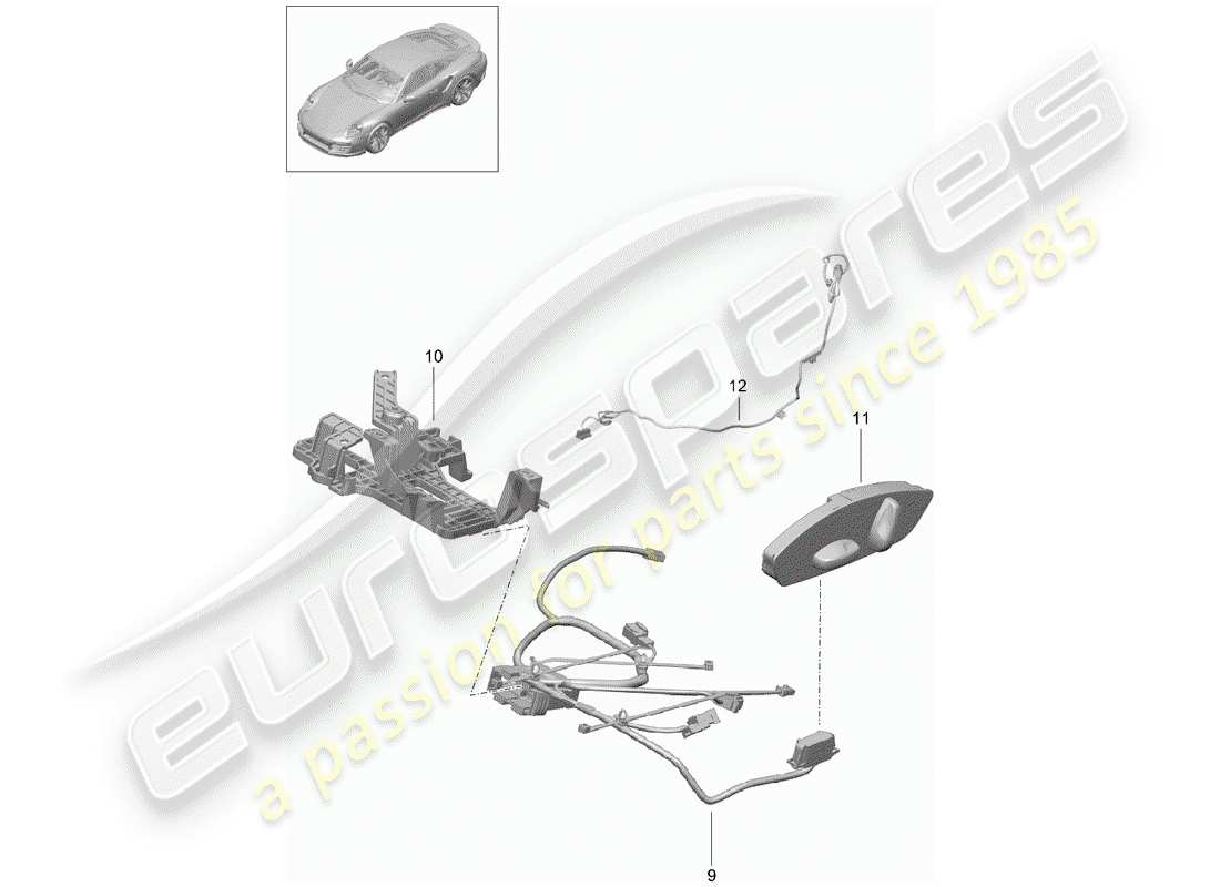 porsche 2018 (991-2 turbo) cableando arneses diagrama de piezas