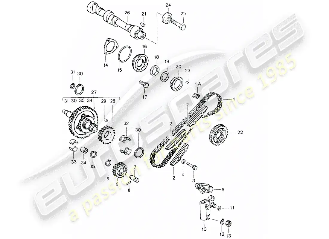 porsche 1993 (964) diagrama de piezas de control de válvula