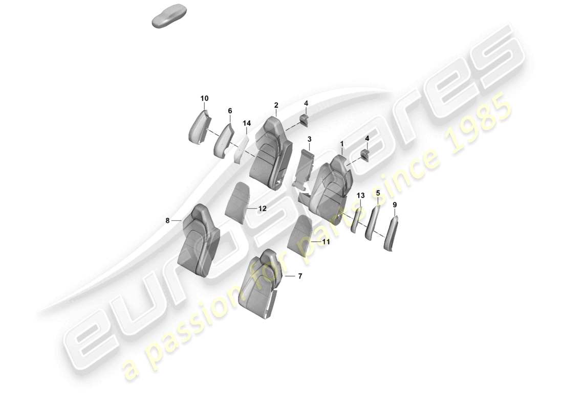 porsche 2024 (panamera 976) parte trasera de espuma respaldo del asiento trasero funda del respaldo diagrama de piezas