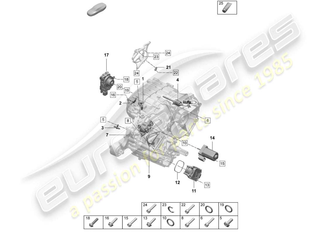 porsche 2025 (taycan 9j1-2) diagrama de piezas del elemento de control del acelerador de los sensores del diferencial del eje trasero