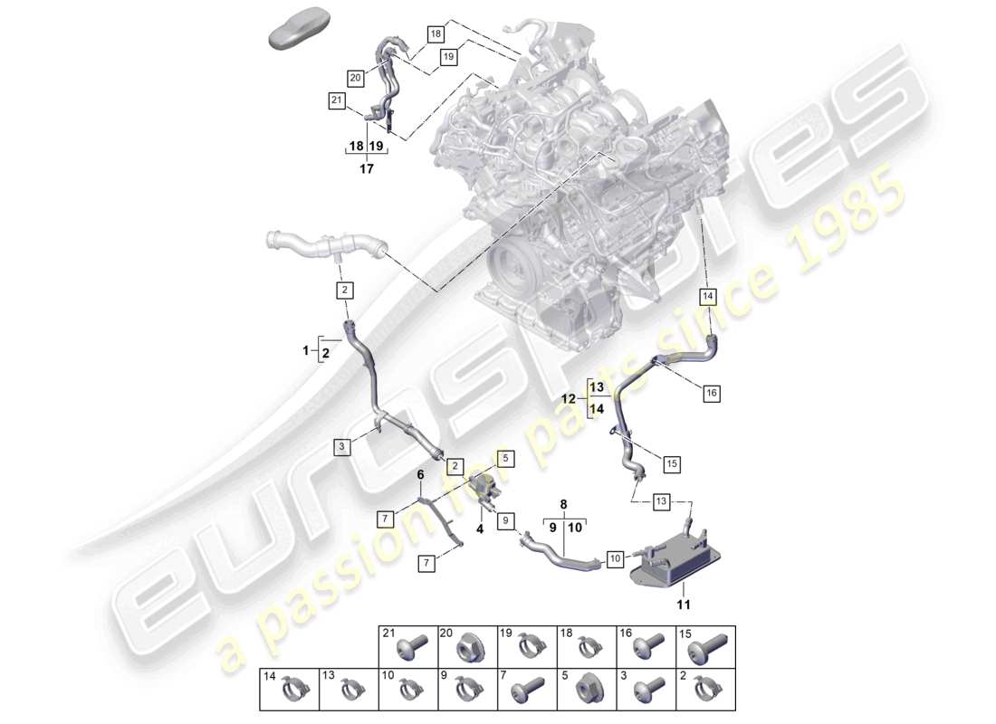 porsche 2024 (panamera 976) diagrama de piezas del sistema de refrigeración del refrigerante