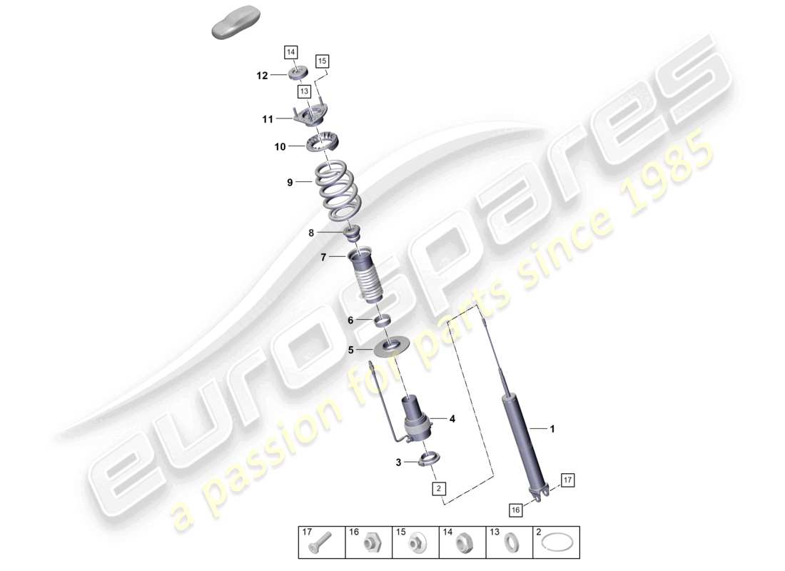 porsche 2024 (992-1) amortiguadores de suspensión para vehículos con suspensión adaptativa diagrama de piezas