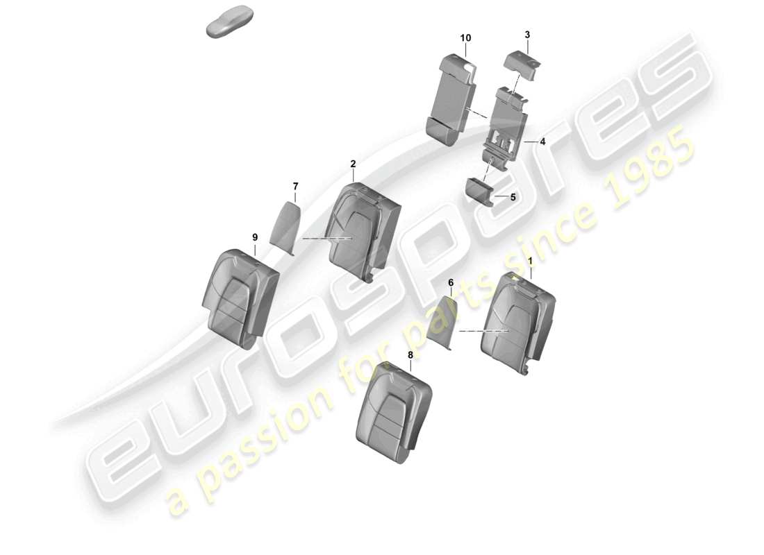 porsche 2024 (cayenne e3 pa) parte trasera de espuma respaldo del asiento trasero funda del respaldo diagrama de piezas