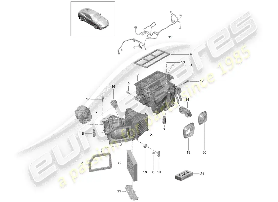 porsche 2016 (981 cayman) aire acondicionado diagrama de piezas