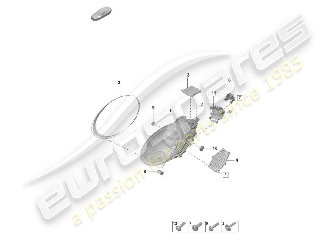 porsche 2022 (992-1 gt3/rs/st) faro led diagrama de piezas