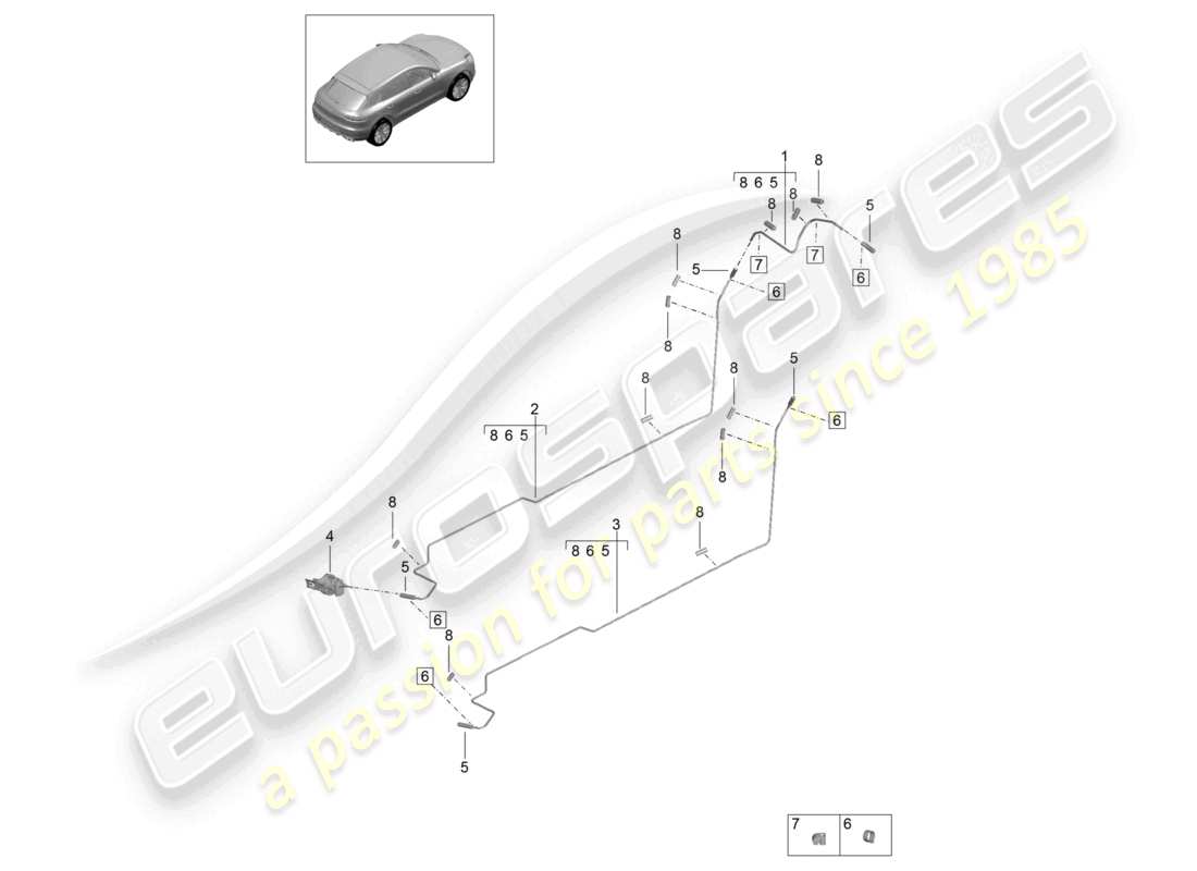 porsche 2023 (macan) diagrama de piezas de la línea de combustible para vehículos con calentador auxiliar