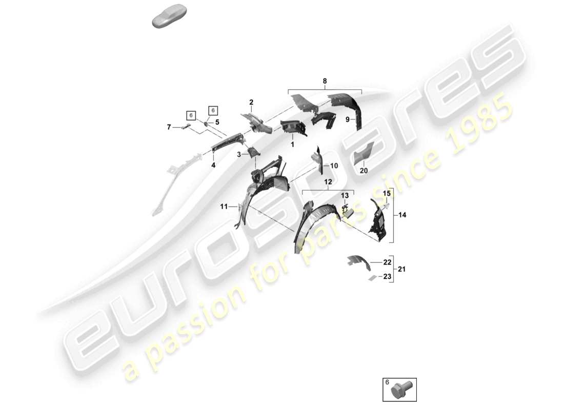 porsche 2023 (cayenne e3 pa) diagrama de piezas del coupé interior, parte lateral trasera