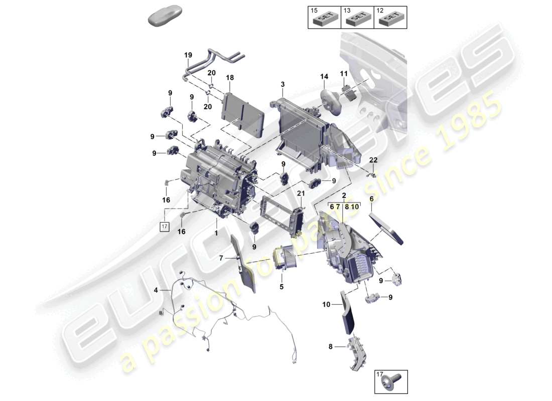 porsche 2023 (cayenne e3 pa) aire acondicionado phev diagrama de piezas