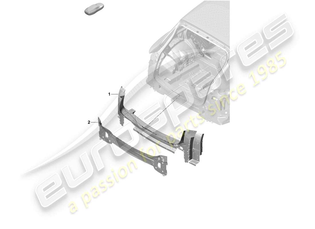 porsche 2024 (cayenne e3 pa) diagrama de piezas del extremo trasero del panel transversal