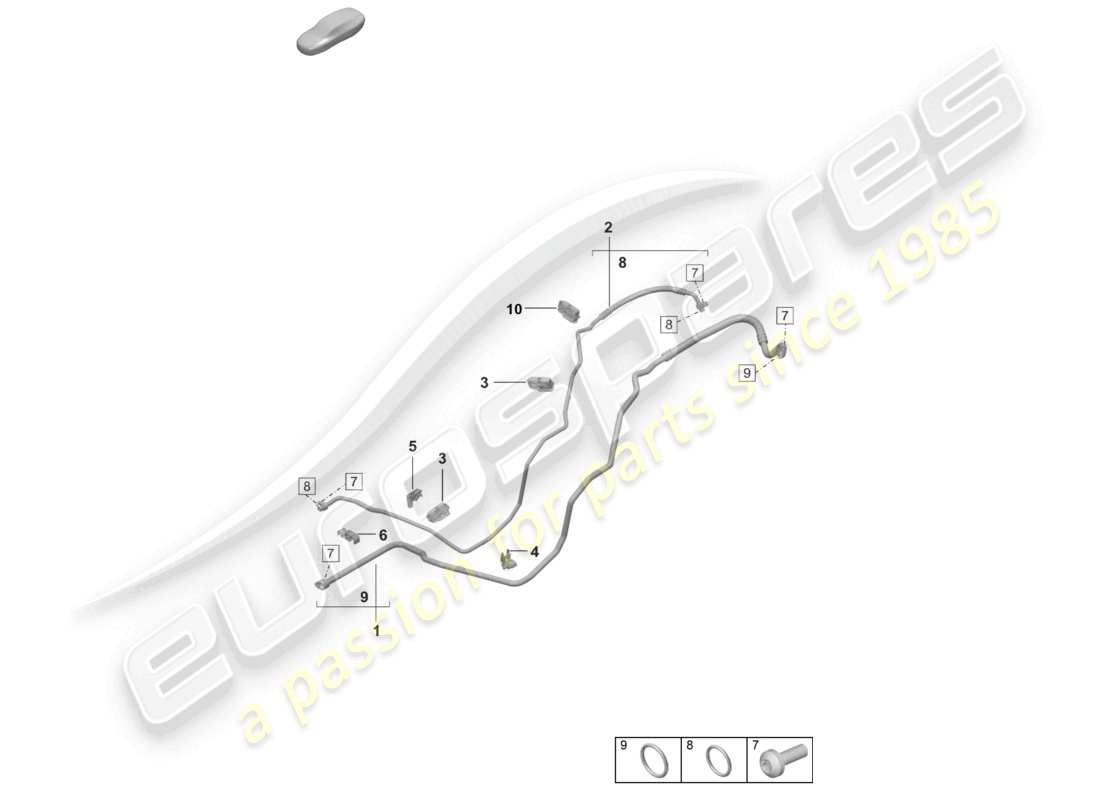 porsche 2026 (992-2 gt3) diagrama de piezas de la línea de refrigerante trasera del aire acondicionado