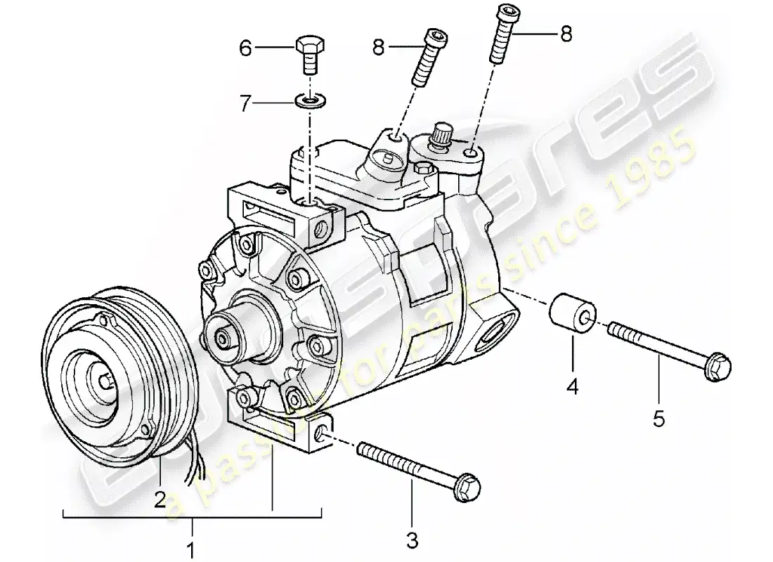 porsche 2004 (996 turbo / gt2) compresor diagrama de piezas