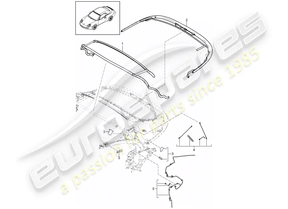 porsche 2011 (997-2) marco superior diagrama de piezas