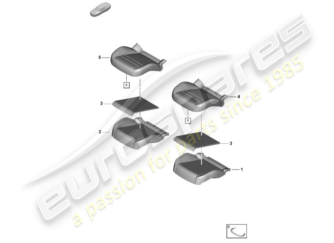 porsche 2023 (cayenne e3 pa) pieza de espuma cojín del asiento asiento estándar diagrama de piezas