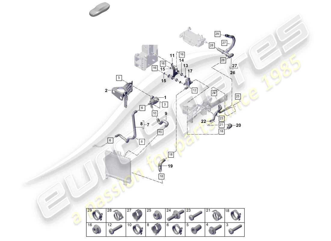 porsche 2024 (cayenne e3 pa) sistema de refrigeración del refrigerante cayenne s diagrama de piezas
