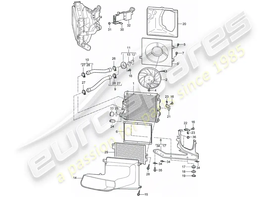 porsche 2008 (997-1) water cooling 3 diagrama de piezas