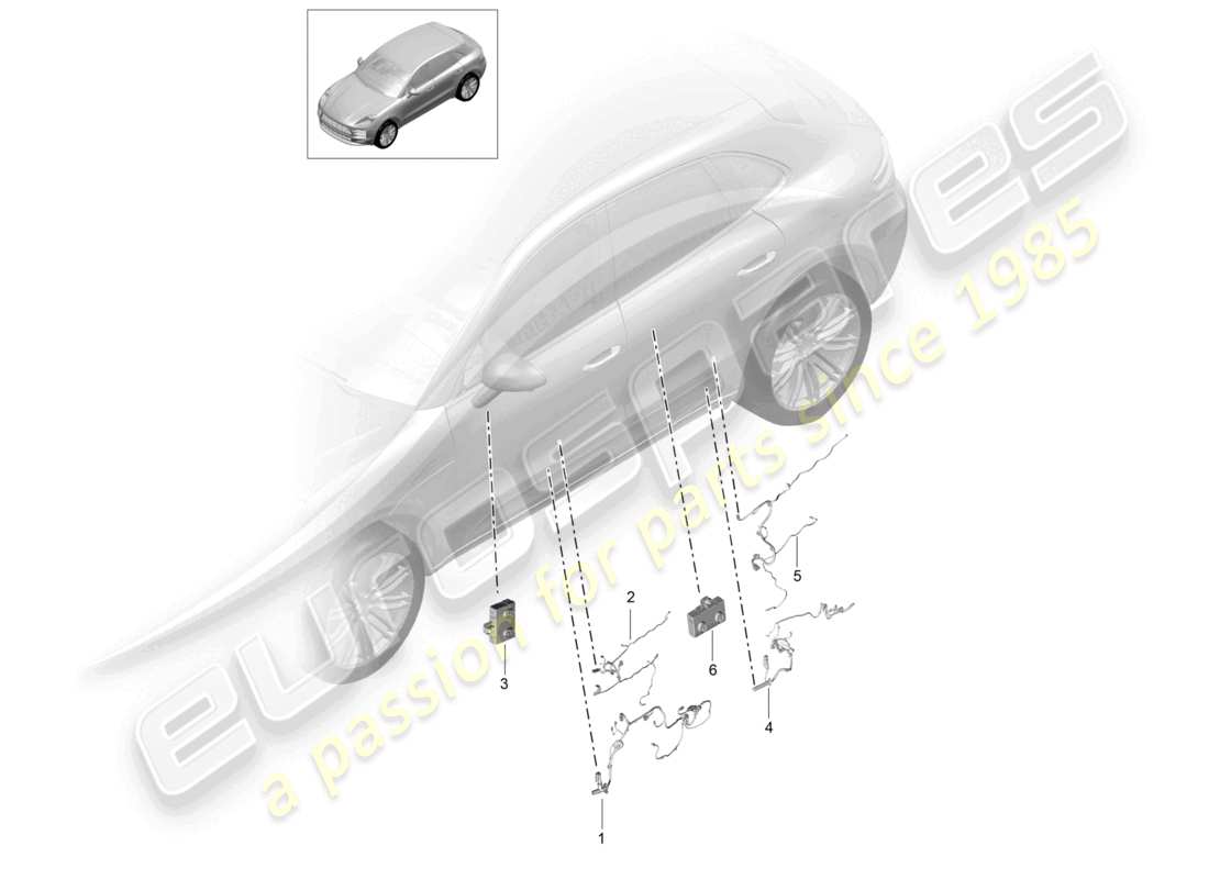 porsche 2021 (macan) conjunto de cables unidades de control de puertas para vehículos con sistema de sonido diagrama de piezas