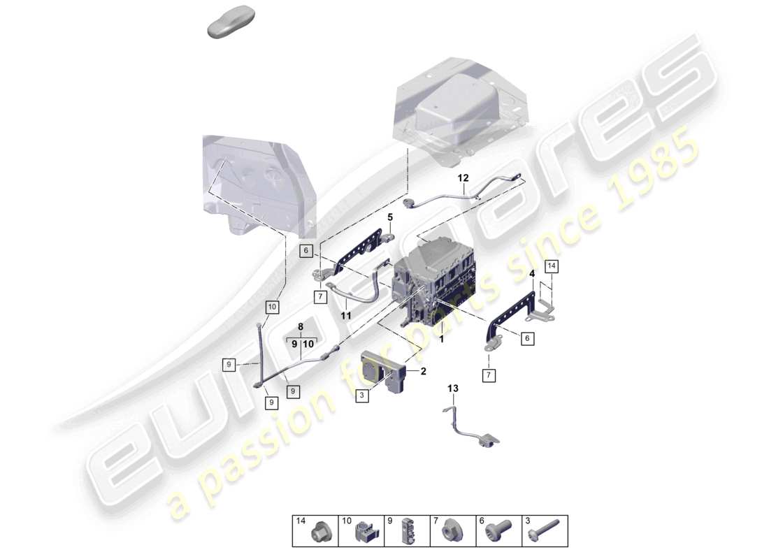 porsche 2024 (cayenne e3 pa) electrónica de potencia y control - diagrama de piezas para accionamiento eléctrico