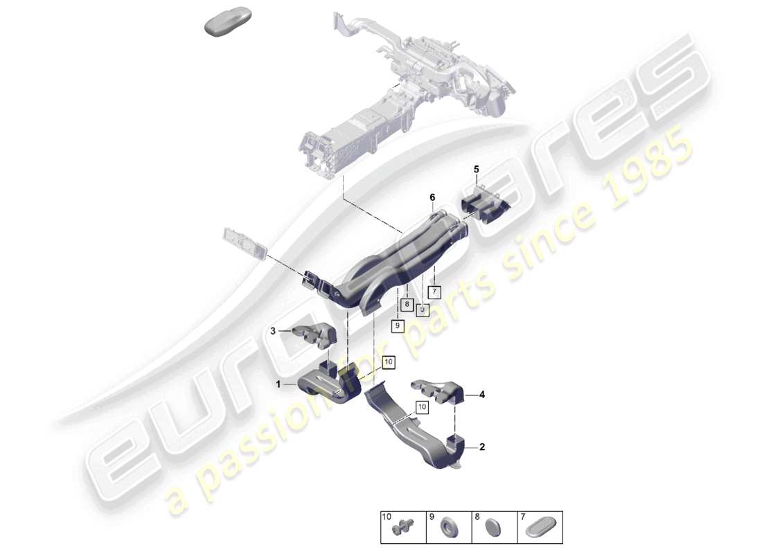 porsche 2023 (cayenne e3 pa) aire acondicionado guía de aire compartimento de pasajeros diagrama de piezas