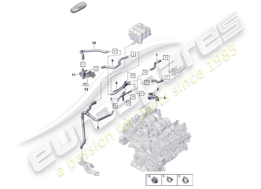 porsche 2024 (cayenne e3 pa) diagrama de piezas del calentador para modelos sin calentador auxiliar