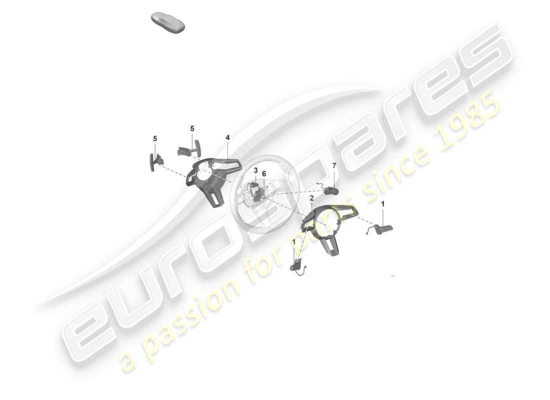 porsche 2022 (992-1 gt3/rs/st) accesorios volante diagrama de piezas