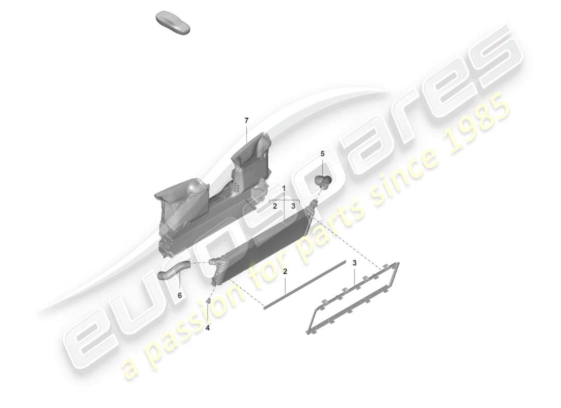 porsche 2024 (992-2 gt3/rs/st) diagrama de piezas del enfriador de refrigerante delantero central para vehículos con radiador de refrigerante adicional