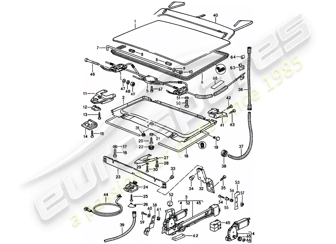 porsche 1982 (944) techo elevable - d - mj 1984>> diagrama de piezas