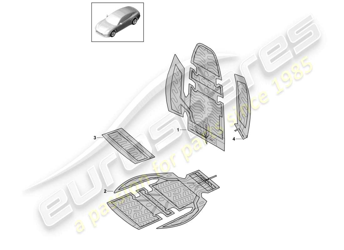 porsche 2022 (panamera 971-2) elemento calefactor respaldo cojín del asiento parte lateral diagrama de piezas