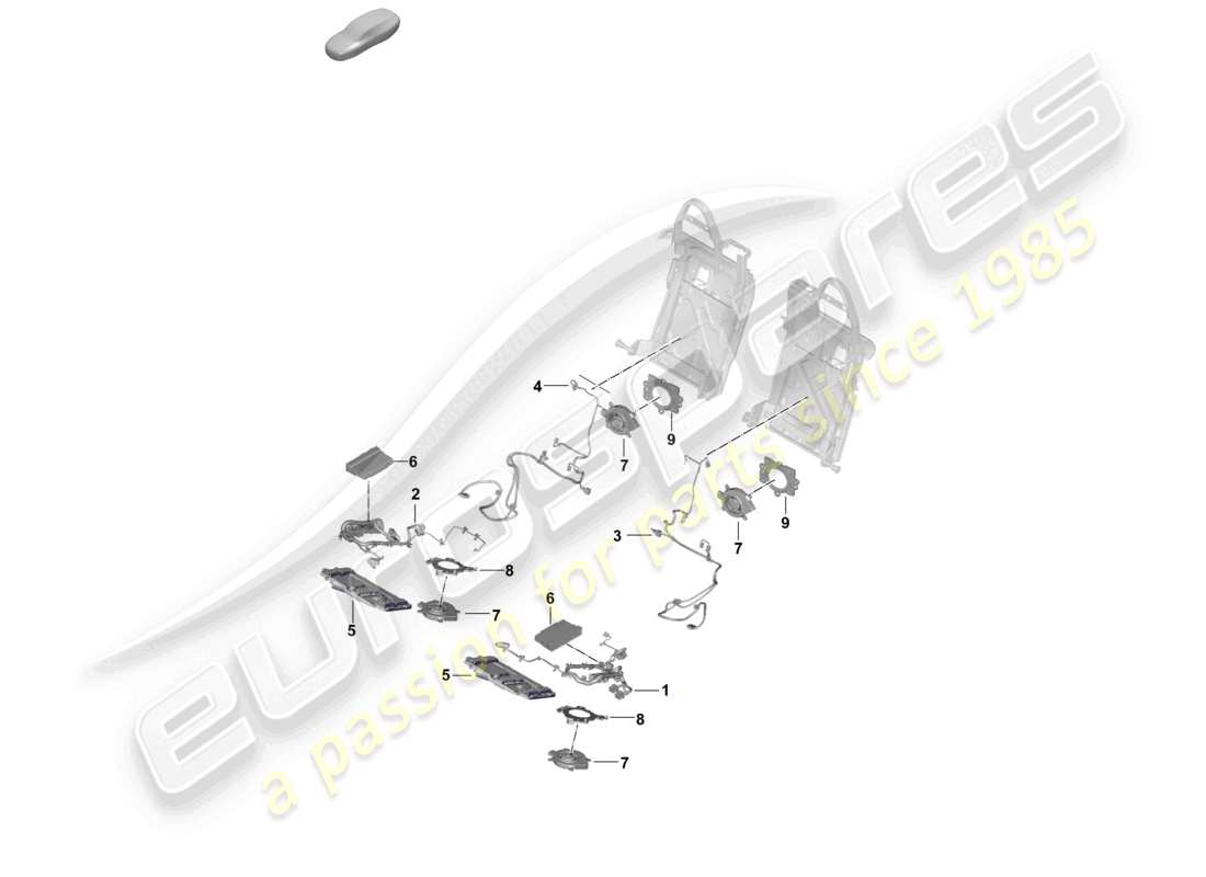 porsche 2025 (panamera 976) diagrama de piezas del asiento trasero eléctrico