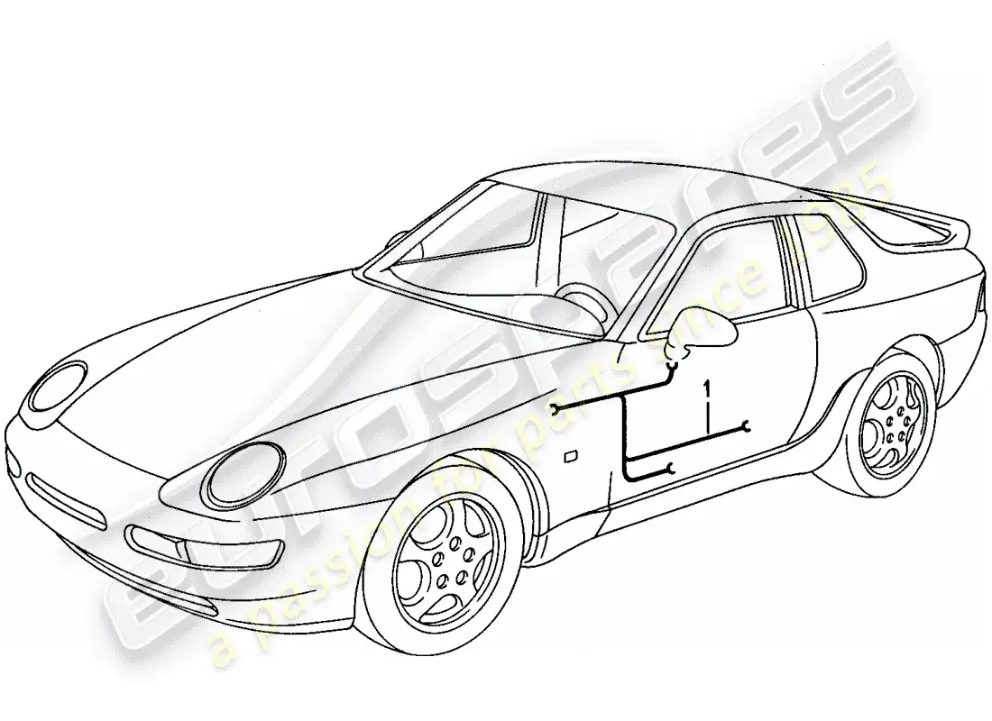 porsche 1995 (968) arneses de cableado - puertas diagrama de piezas