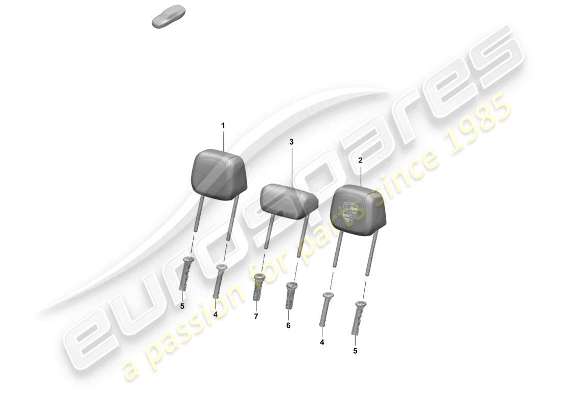 porsche 2025 (macan-e) diagrama de piezas de sujeción del reposacabezas