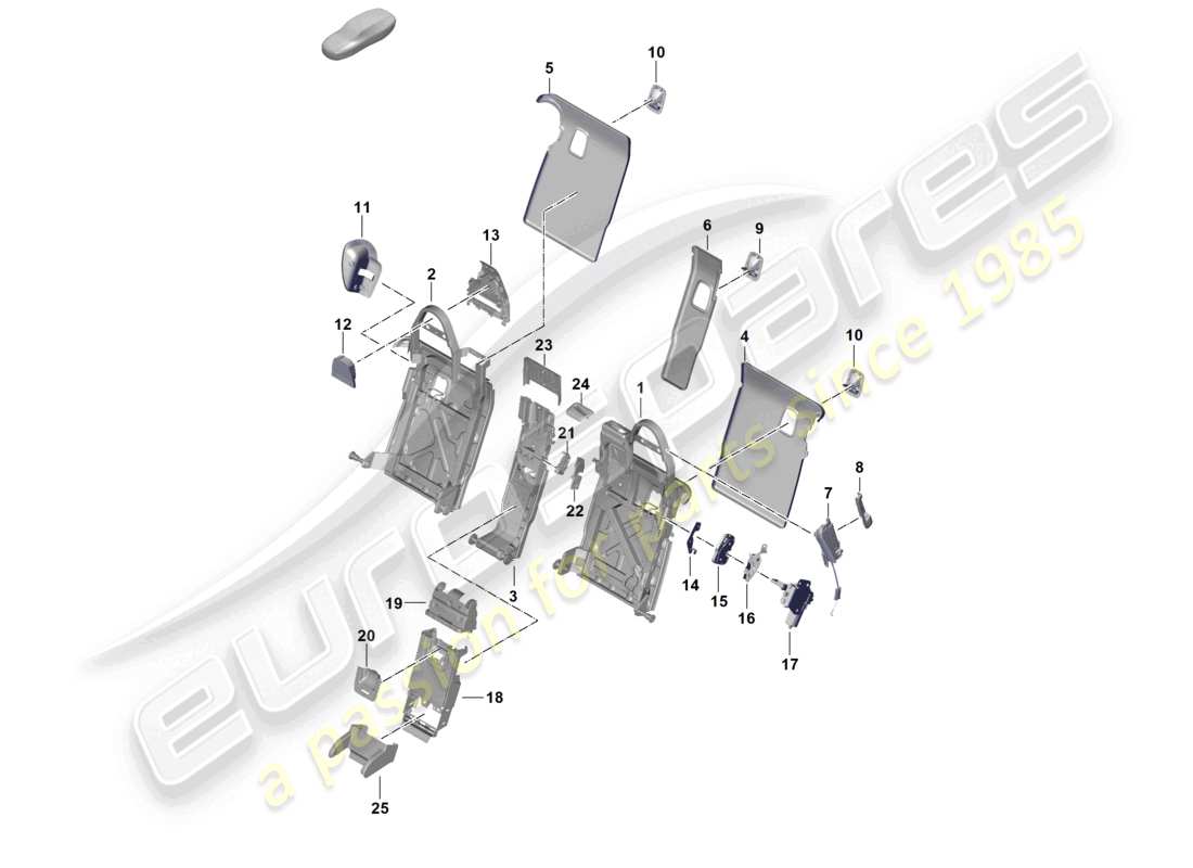porsche 2026 (panamera 976) estructura del respaldo 2+1 diagrama de piezas del asiento comfort