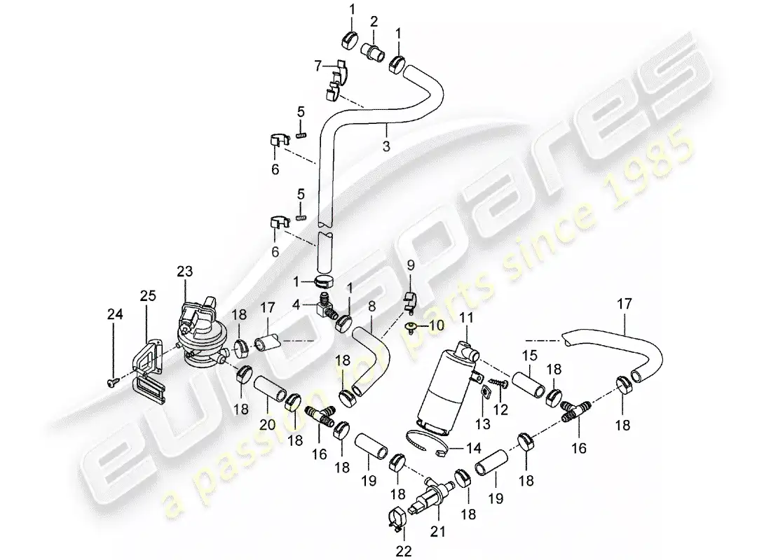 porsche 2005 (carrera gt) bote de emisiones evaporativas - limpiador de aire diagrama de piezas