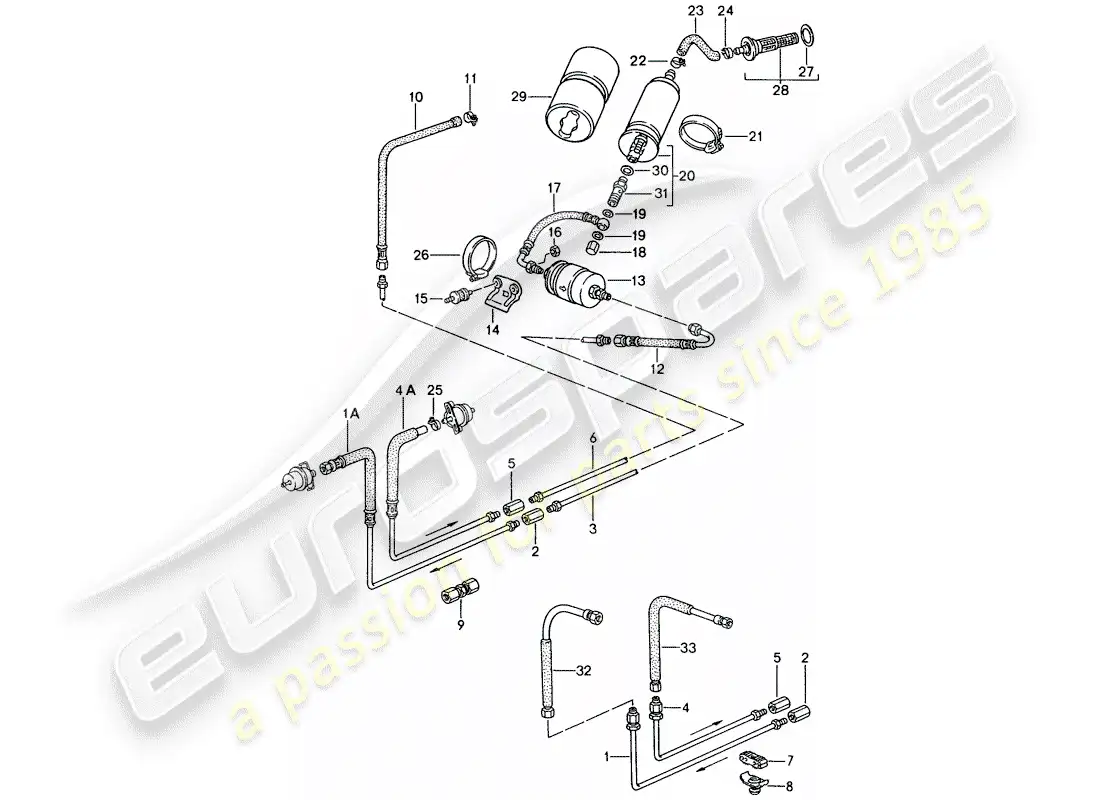porsche 1990 (944) fuel system diagrama de piezas