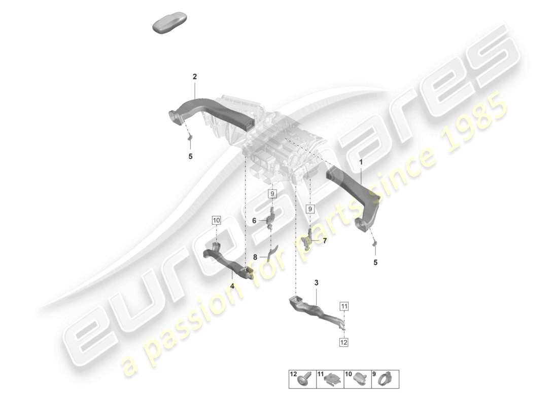 porsche 2022 (panamera 971-2) diagrama de piezas del tablero del aire acondicionado guía de aire