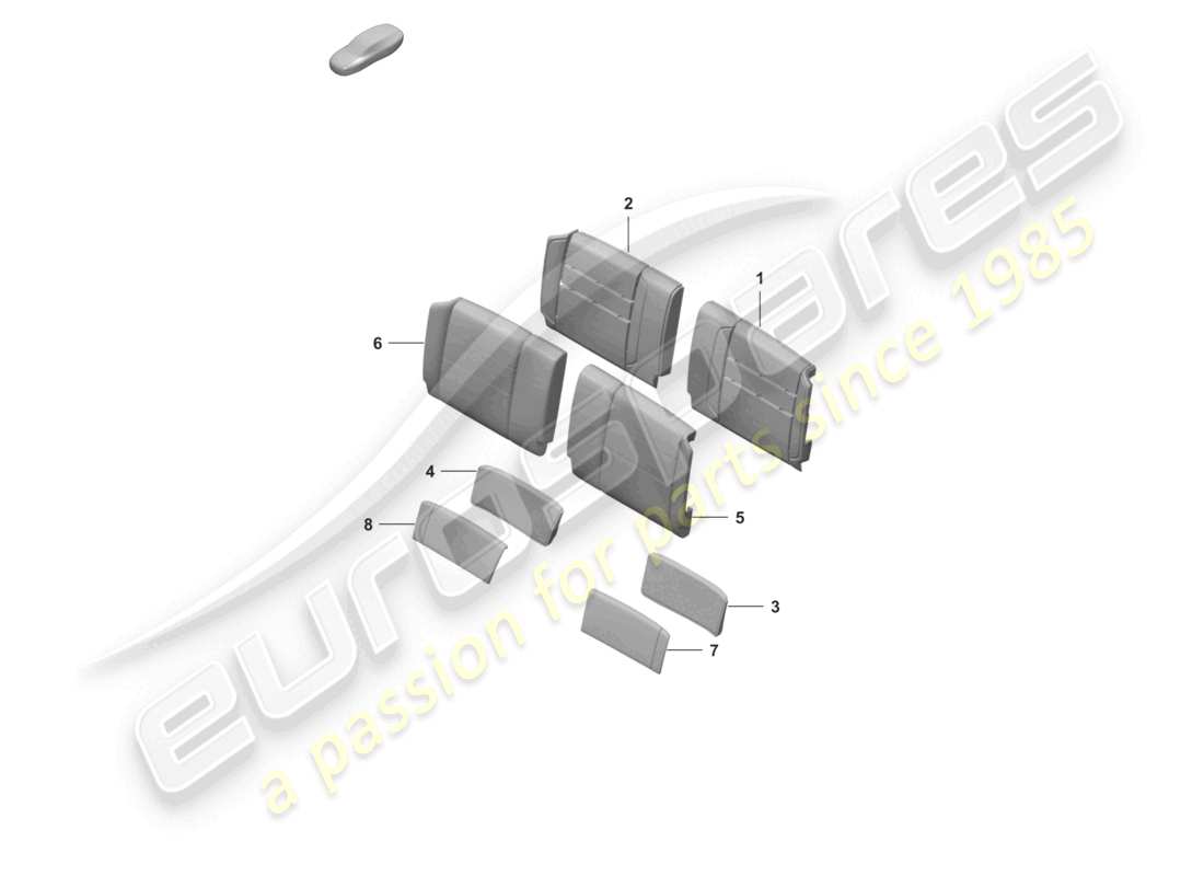 porsche 2026 (992-2 gt3) pieza de espuma funda de respaldo (polipiel) soporte lumbar diagrama de piezas