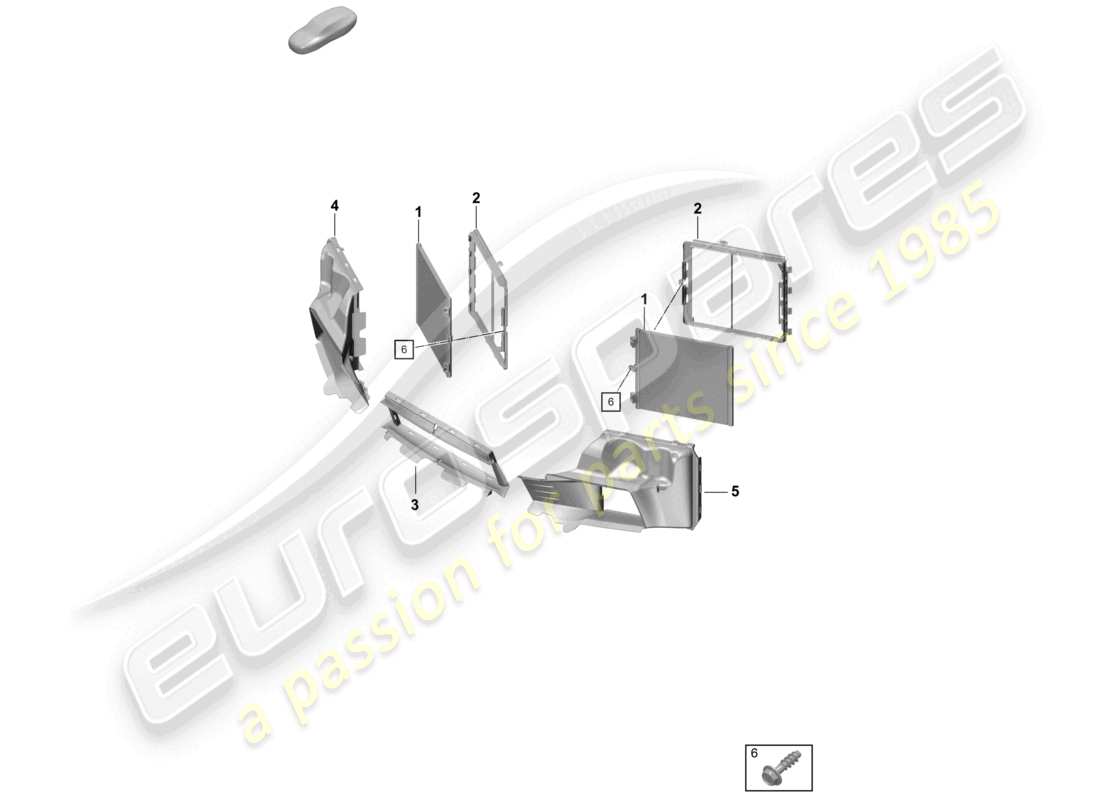 porsche 2021 (718 cayman gt4) diagrama de piezas de la carcasa de la guía de aire del condensador del a/c